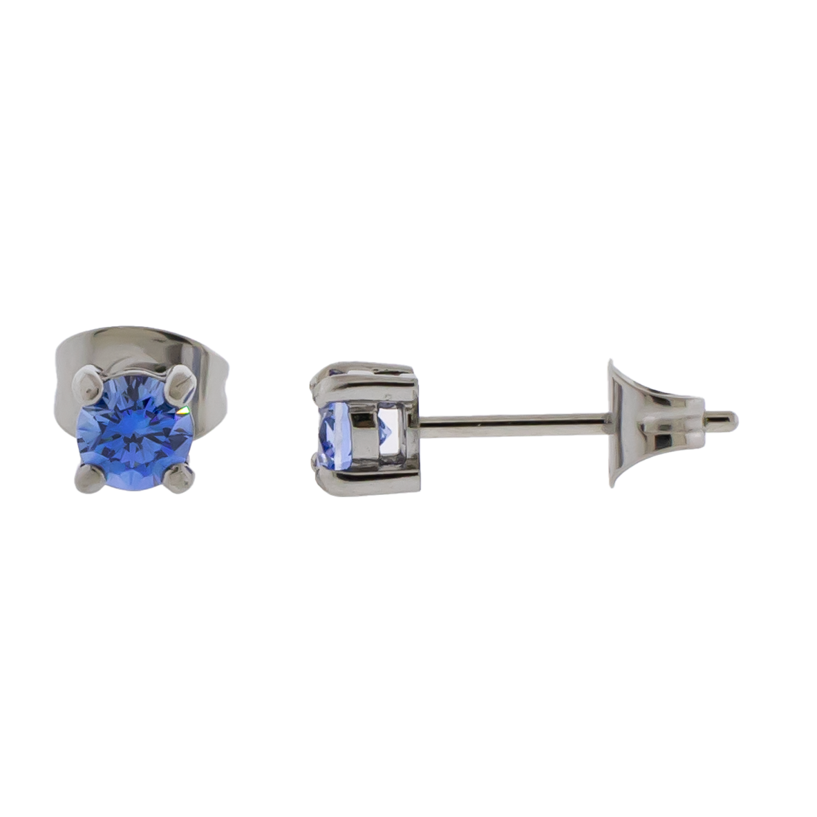 Steel Prong Set Round Premium Zirconia Earring Studs - Pierced Addiction