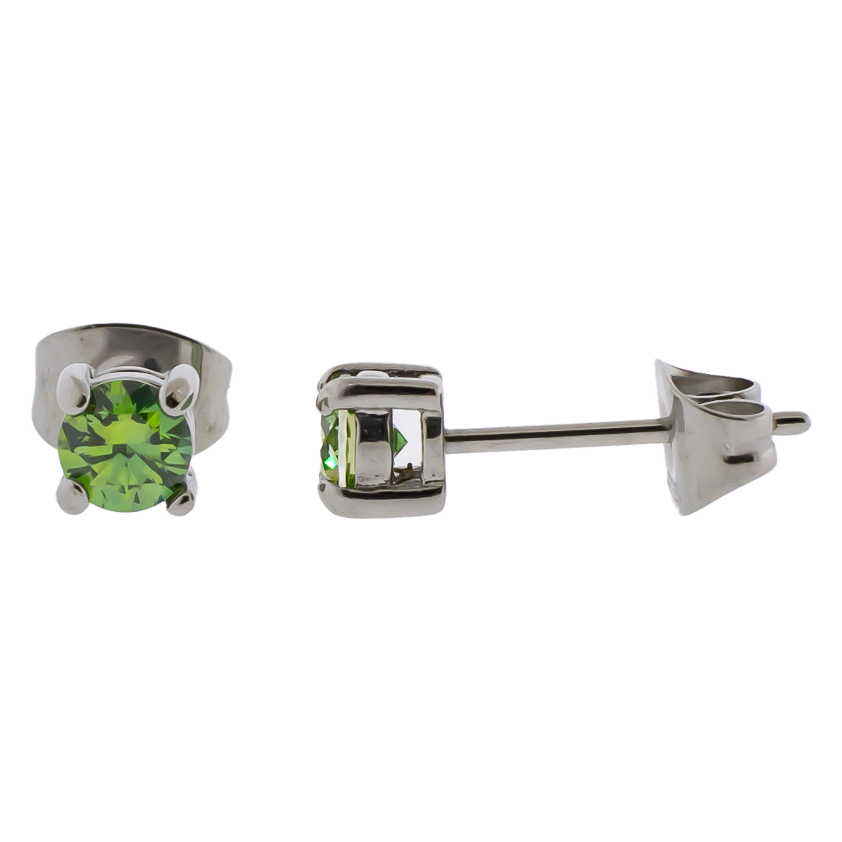 Steel Prong Set Round Premium Zirconia Earring Studs - Pierced Addiction