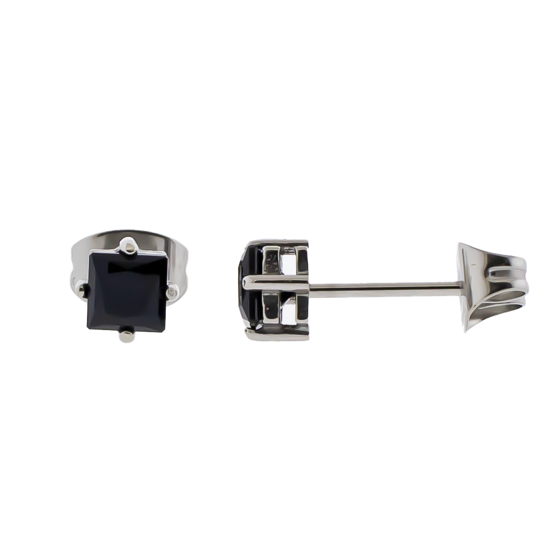 Steel Prong Set Square Premium Zirconia Earring Studs - Pierced Addiction