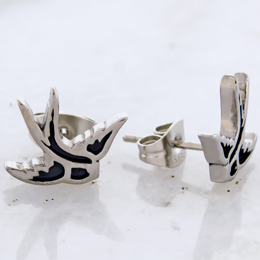 Steel Sparrow Earring Studs