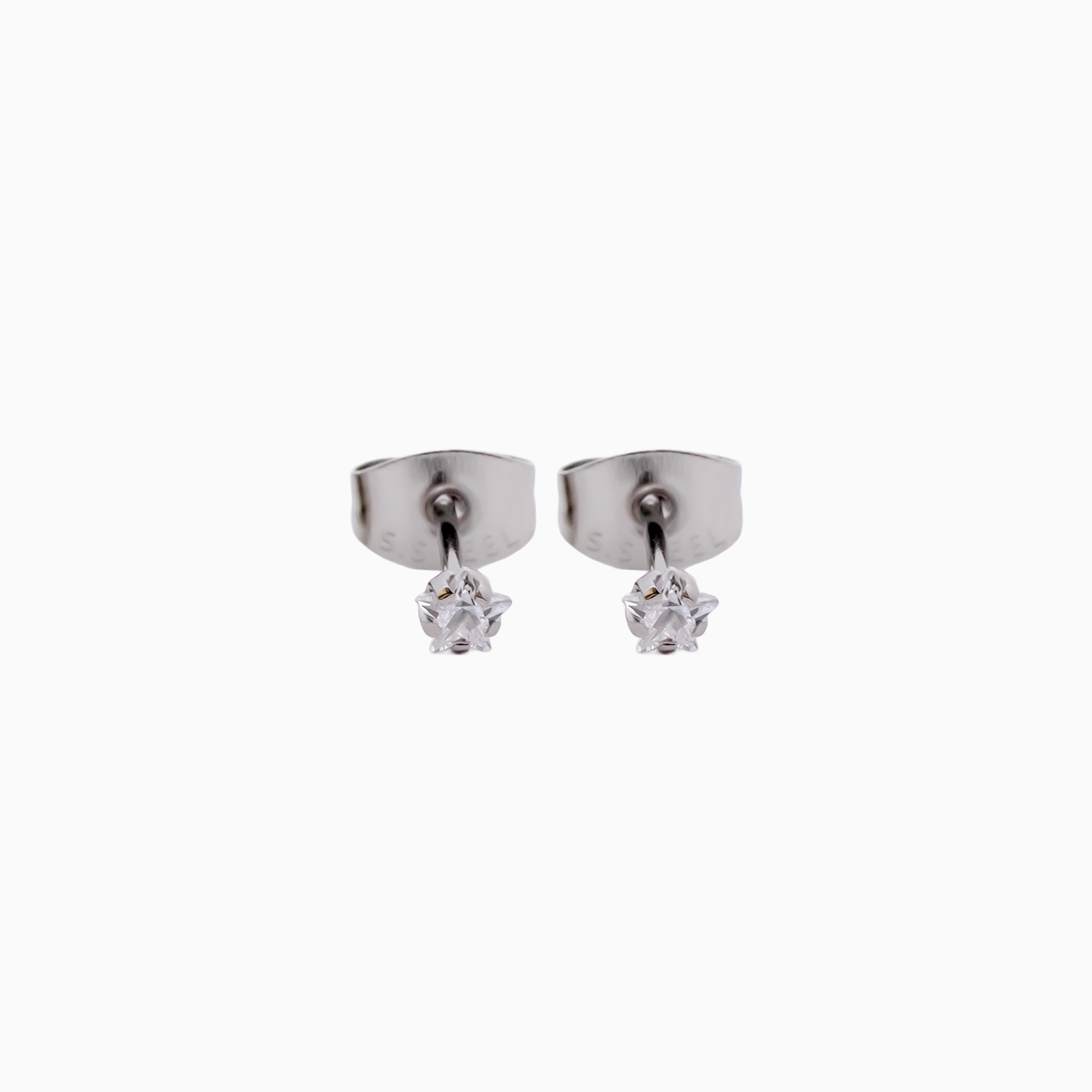 Steel Prong Set Star Gem Earring Studs