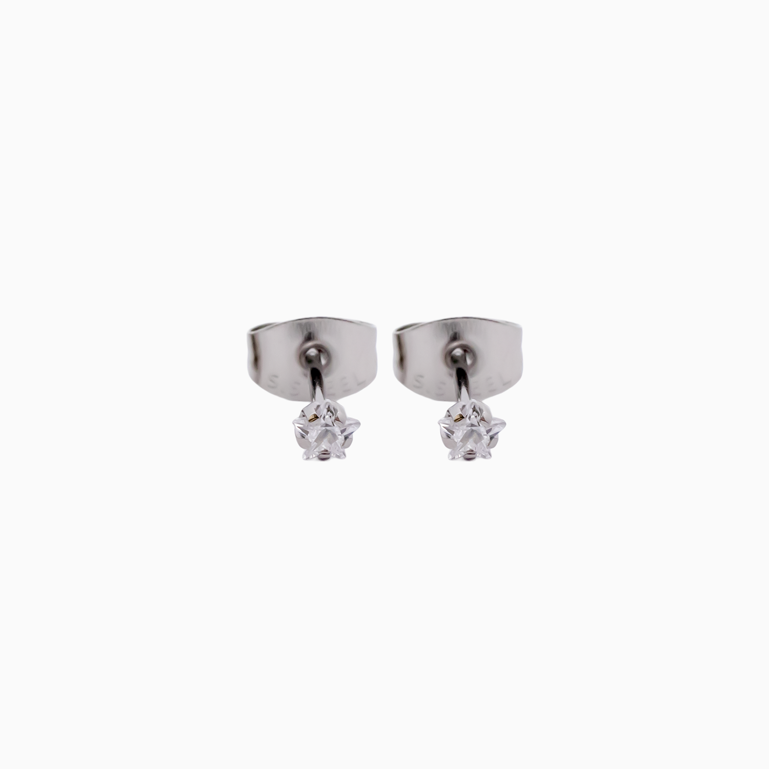 Steel Prong Set Star Gem Earring Studs