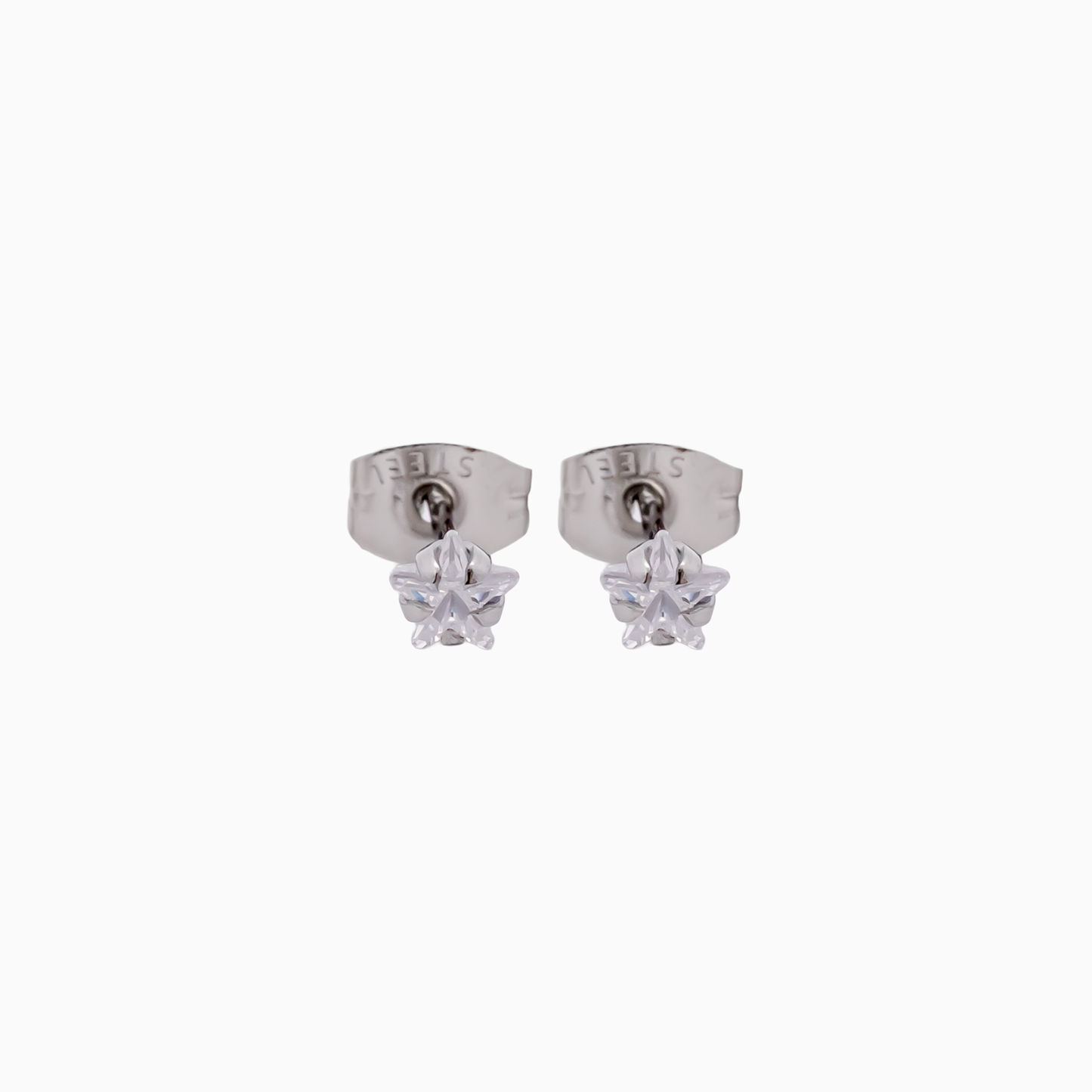 Steel Prong Set Star Gem Earring Studs
