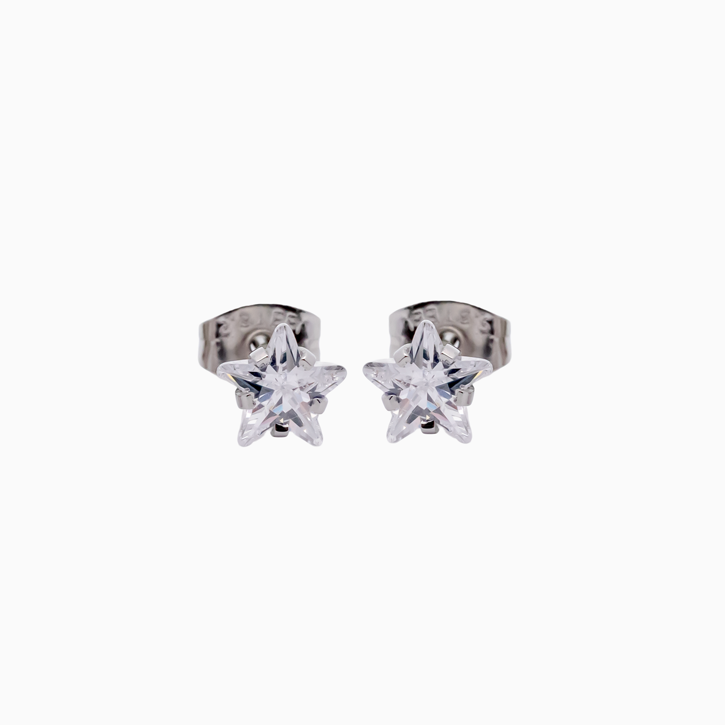 Steel Prong Set Star Gem Earring Studs