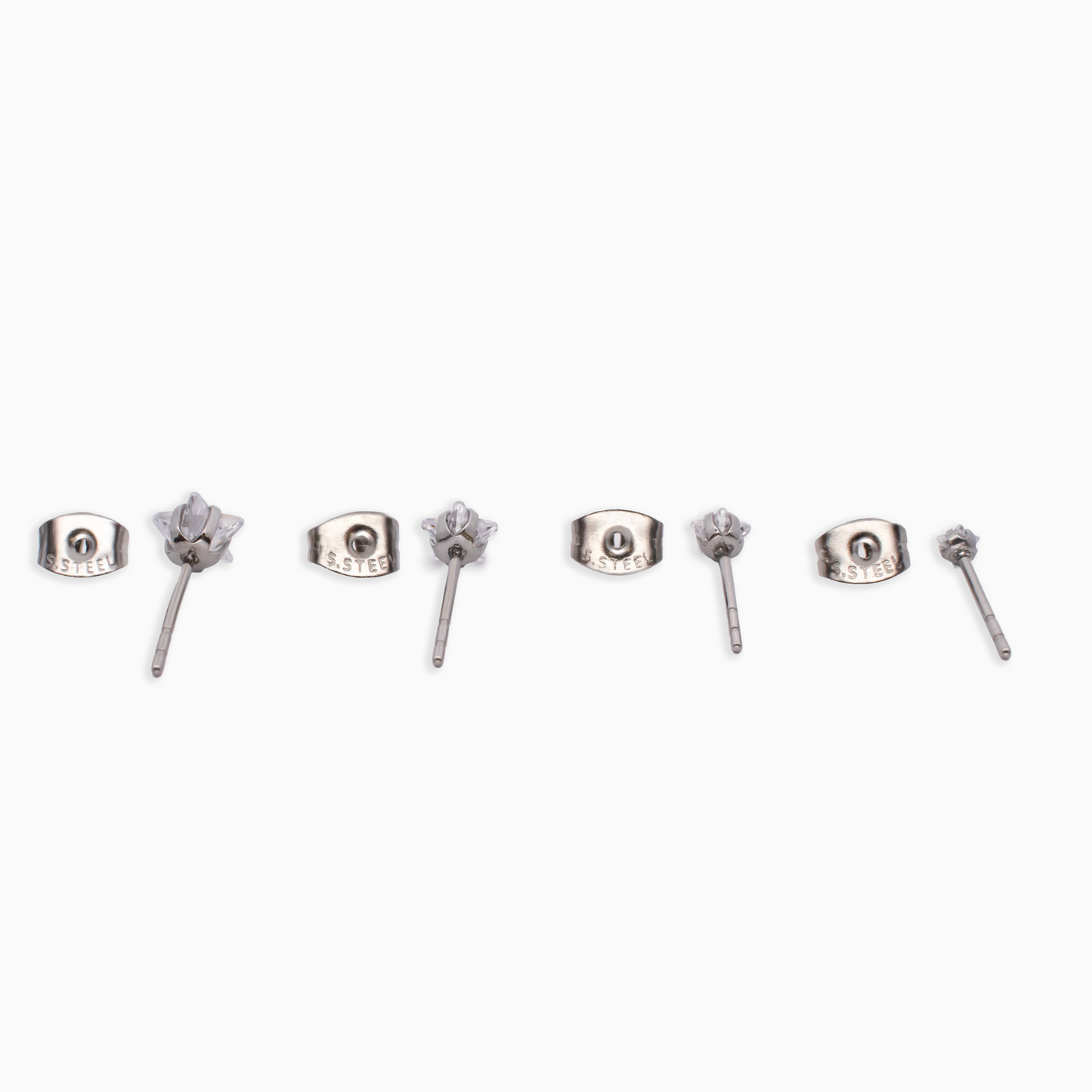 Steel Prong Set Star Gem Earring Studs