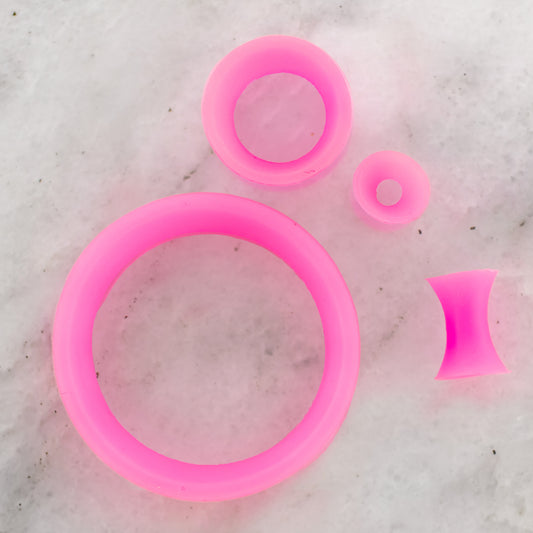 Silicone Double Flare Tunnels - Pink - 6g - 2"