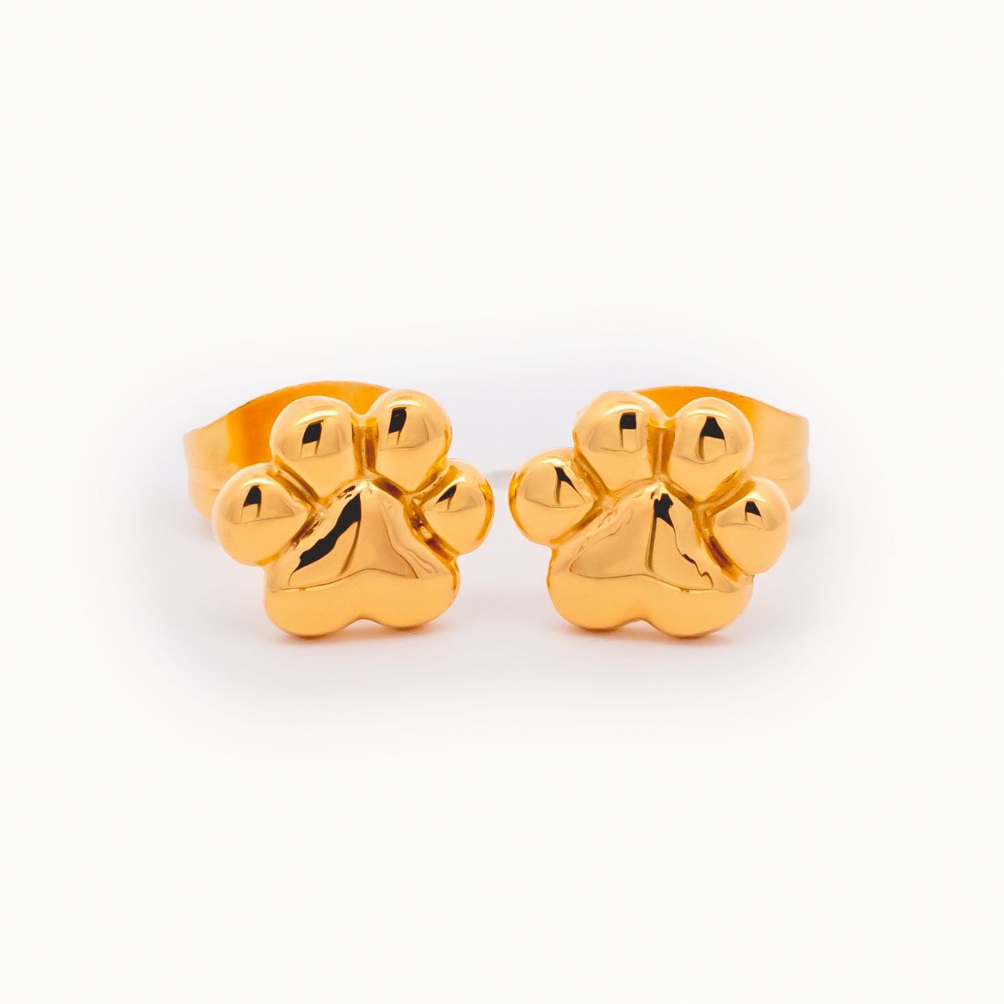 Steel Pawprint Earring Studs