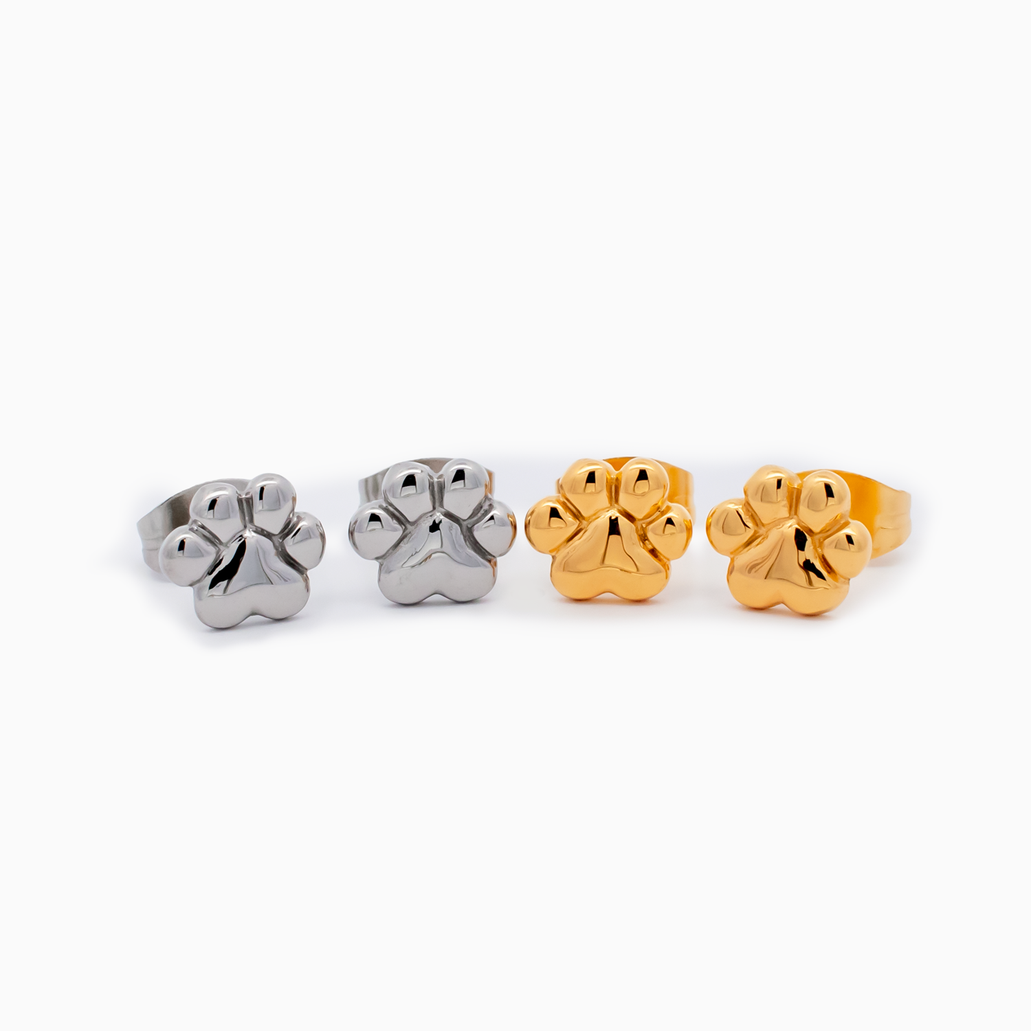 Steel Pawprint Earring Studs