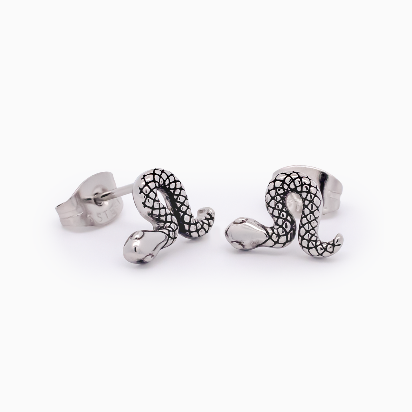 Steel Snake Earring Studs - Pierced Addiction