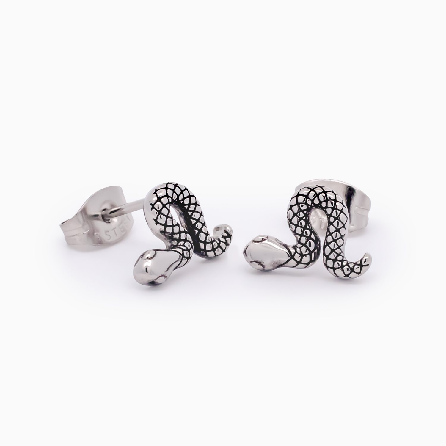 Steel Snake Earring Studs - Pierced Addiction