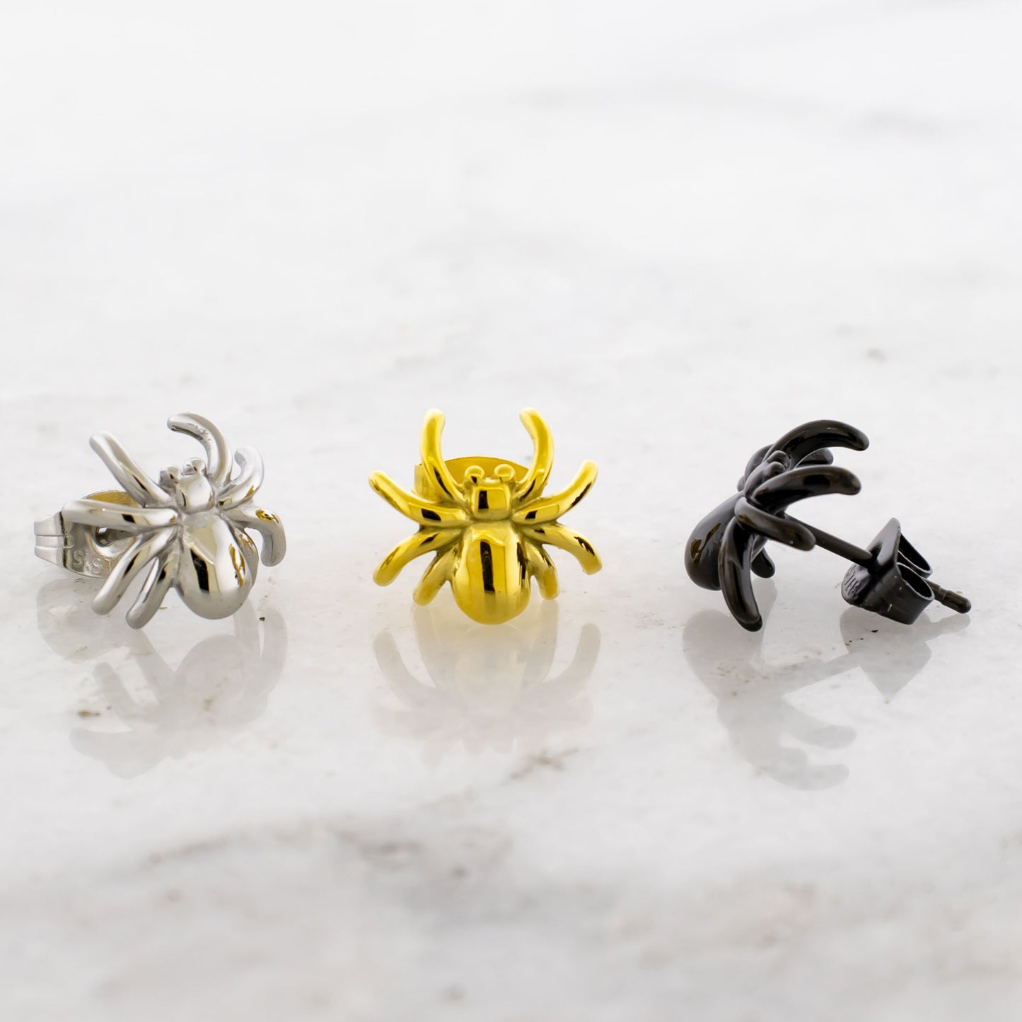 Steel Spider Earring Studs