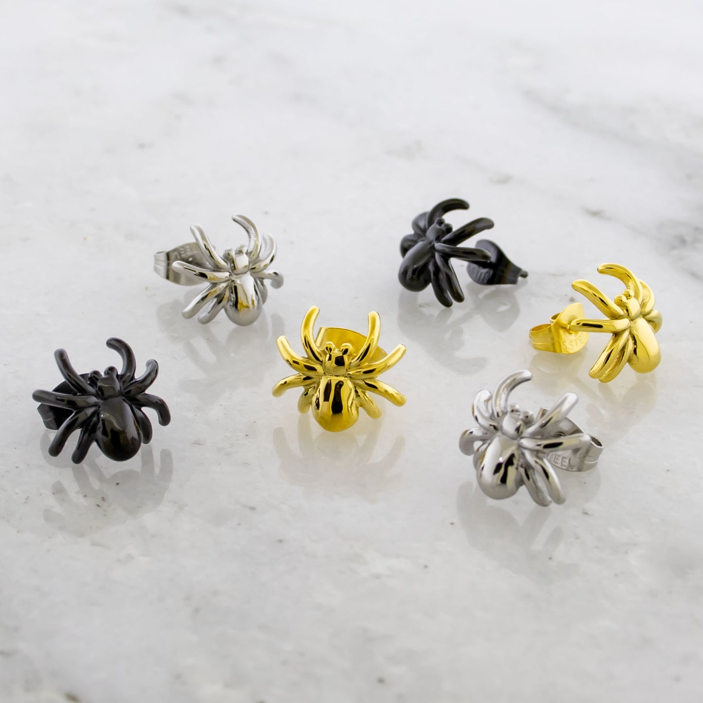 Steel Spider Earring Studs