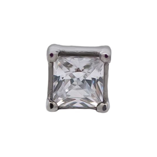 Steel Internally Threaded Bezel-Set Square Gem End