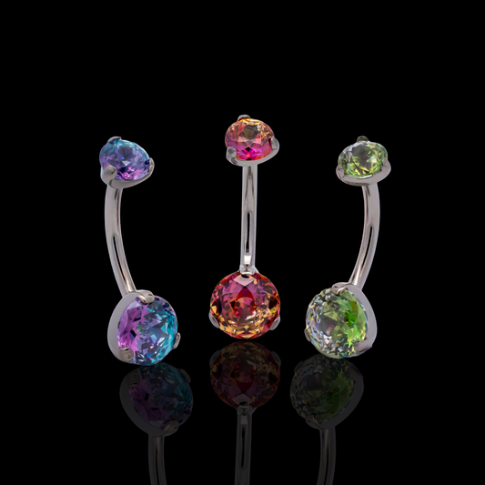 Prong Set Rosebush Gem Navel Ring