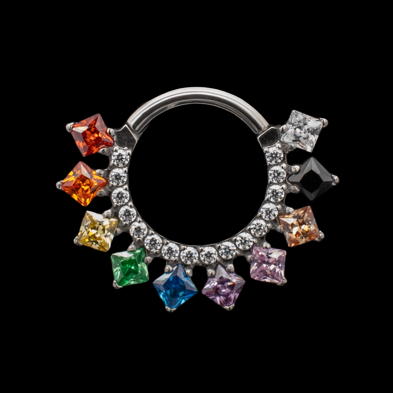 Sienna - Rainbow Titanium Hinged Ring - Pierced Addiction