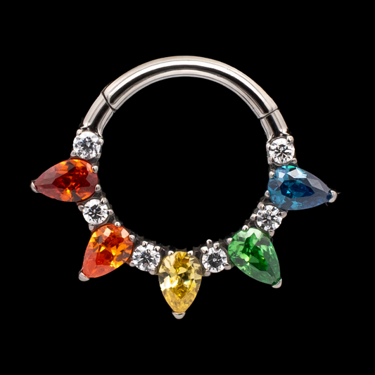 Desiree - Titanium Rainbow Hinged Ring - Pierced Addiction
