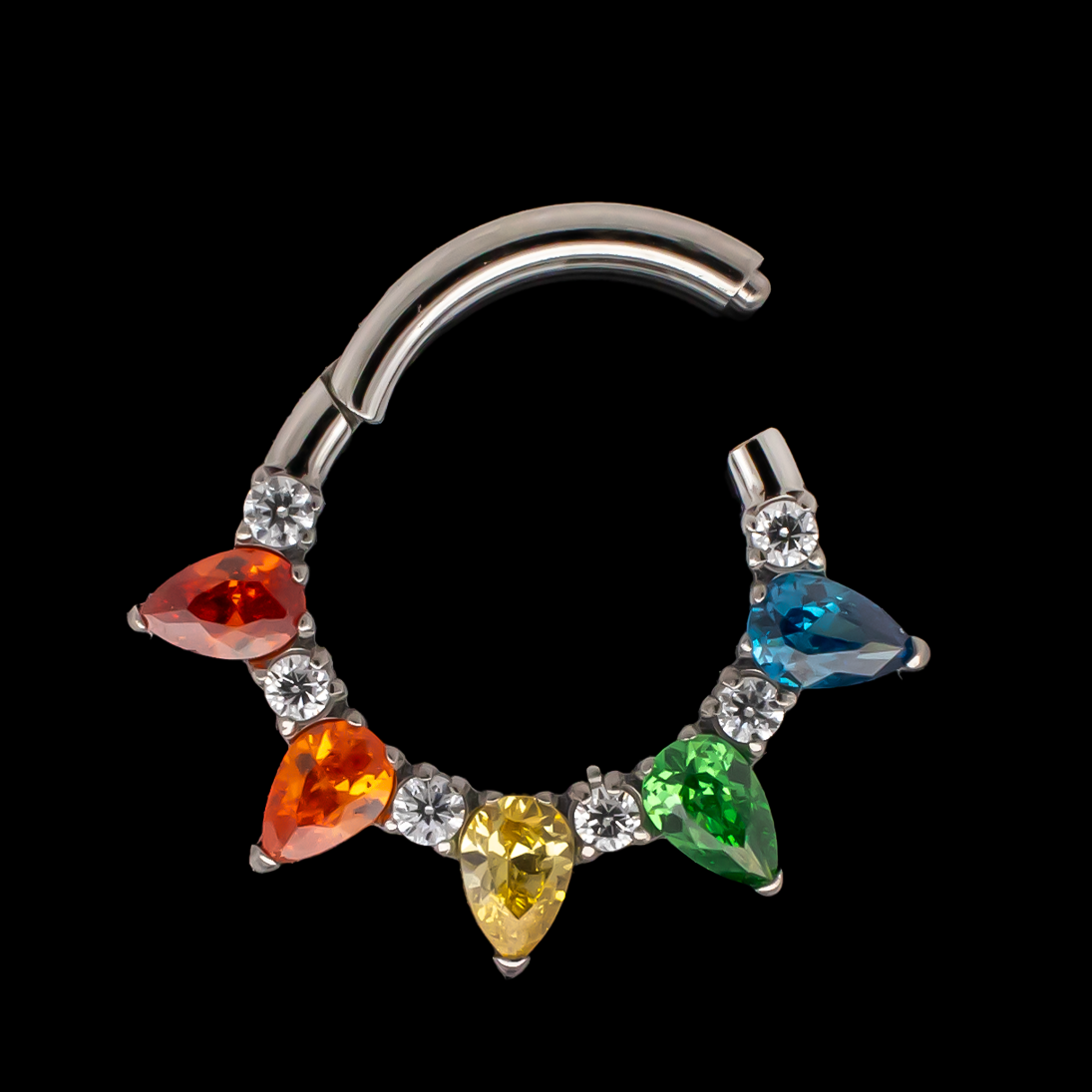 Desiree - Titanium Rainbow Hinged Ring - Pierced Addiction