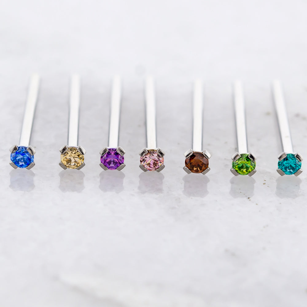 Steel Prong Set Nose Pin With Premium Zirconia