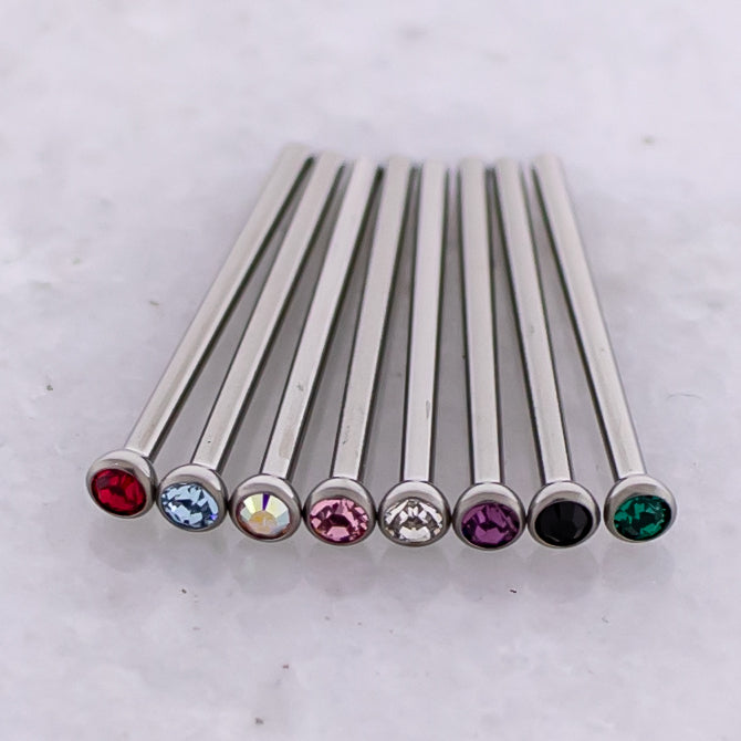 Steel Bezel Set Nose Pin With Premium Crystals