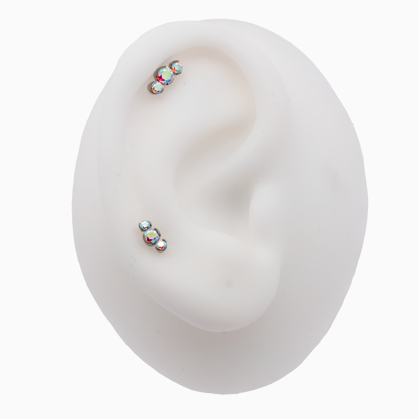 Steel Internally Threaded End - 3 CZ Cluster 16G