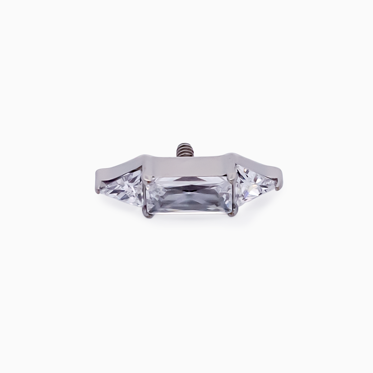 Titanium Internally Threaded 2 Trillion & Baguette CZ End – 16G