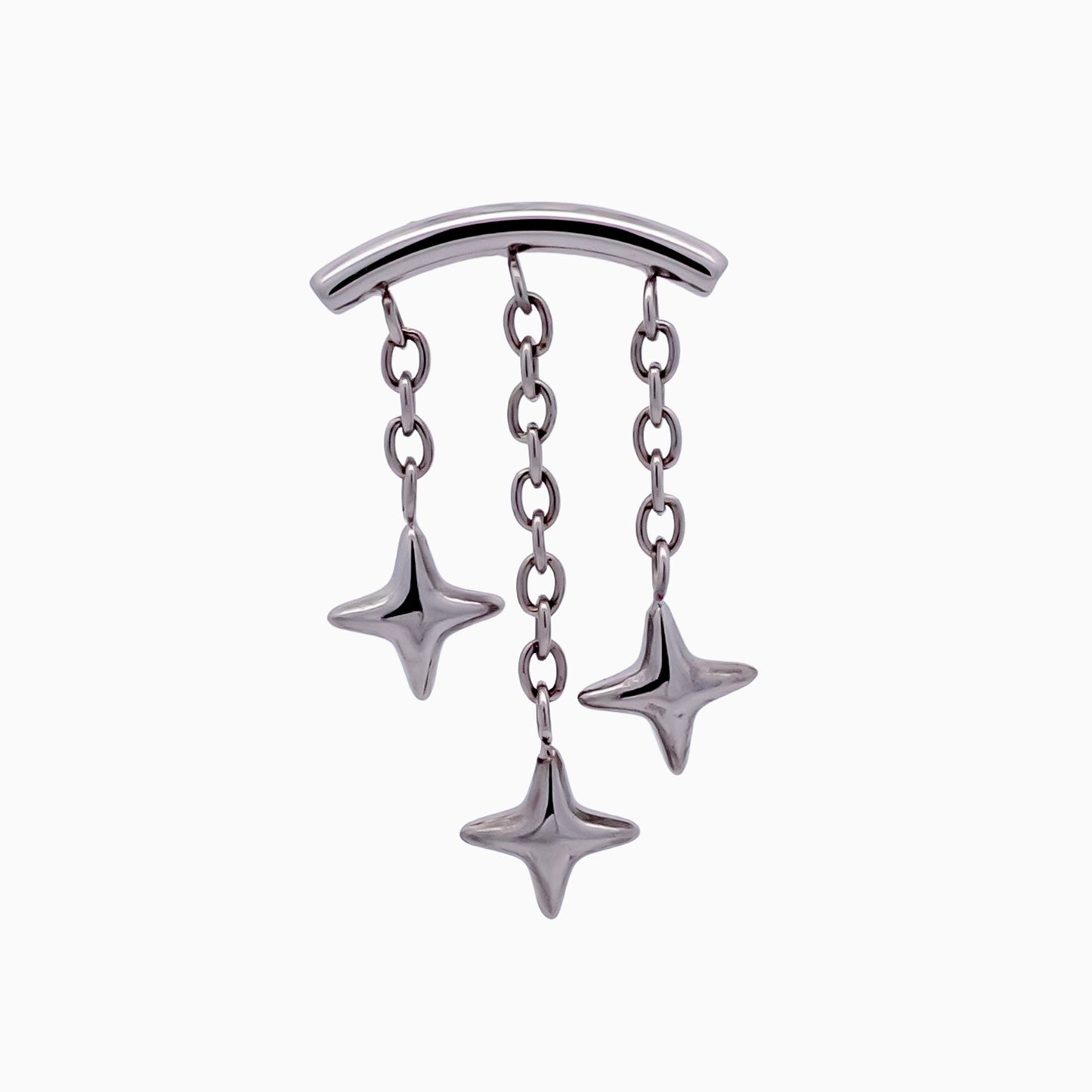 Steel Internally Threaded Hidden Helix End w/ Triple Star Dangle – 16G