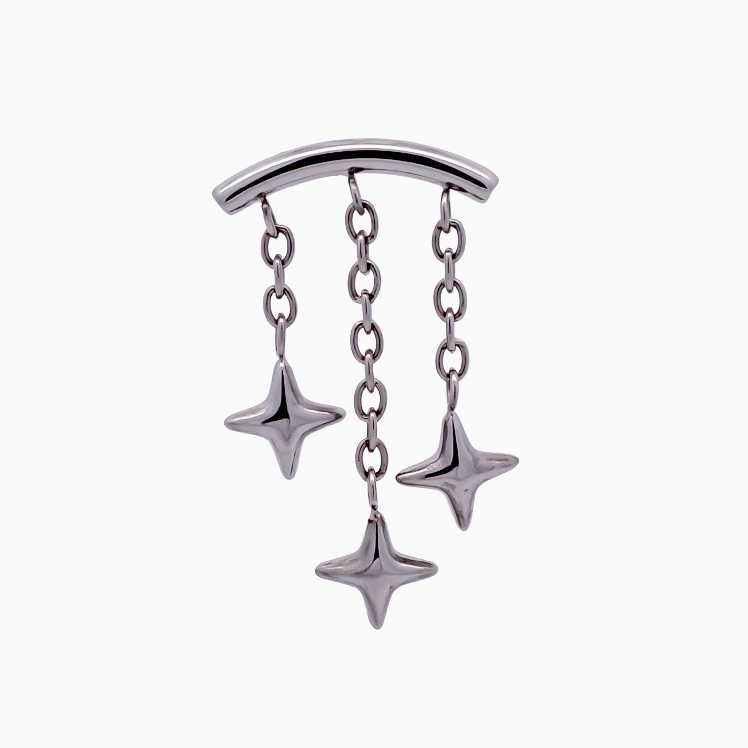 Steel Internally Threaded Hidden Helix End w/ Triple Star Dangle – 16G
