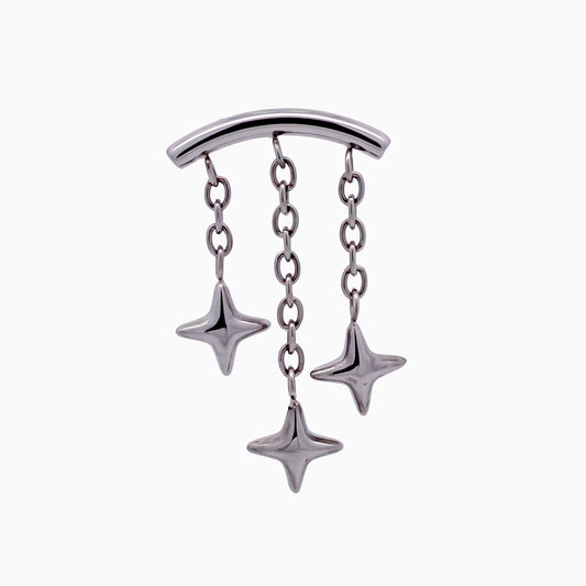 Steel Internally Threaded Hidden Helix End w/ Triple Star Dangle – 16G