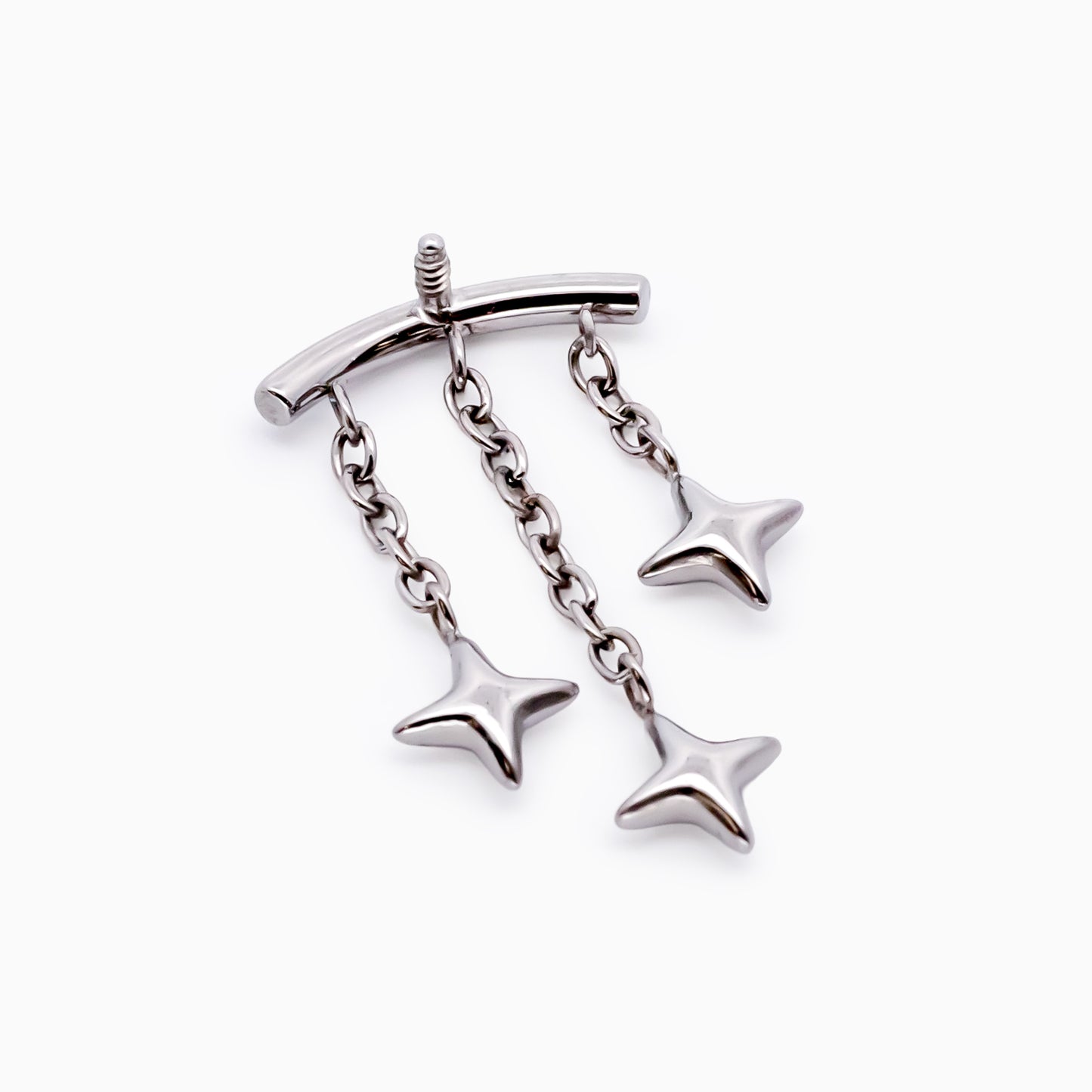 Steel Internally Threaded Hidden Helix End w/ Triple Star Dangle – 16G