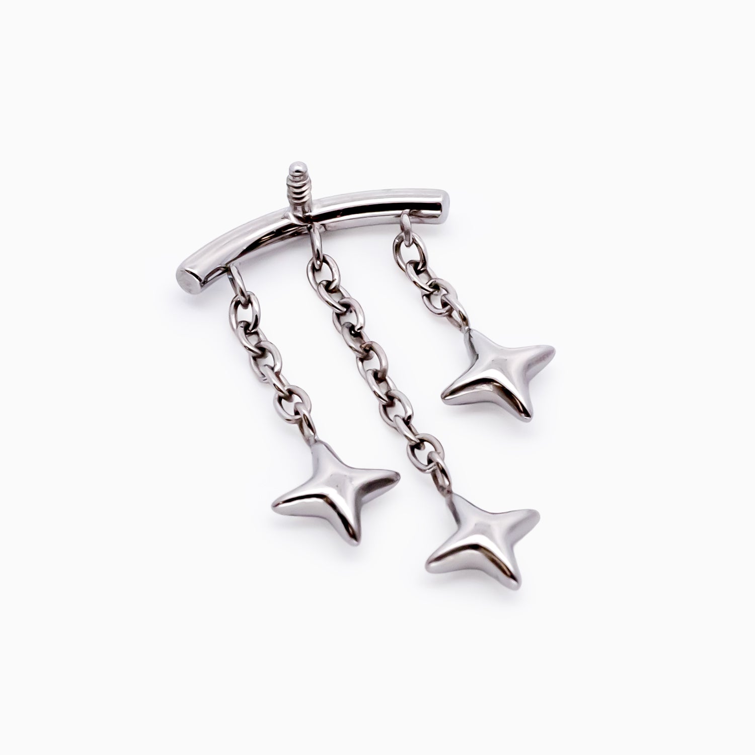 Steel Internally Threaded Hidden Helix End w/ Triple Star Dangle – 16G