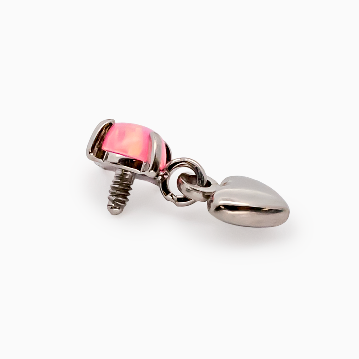 Steel Internally Threaded End - Round Gem w/ Heart Dangle -16G