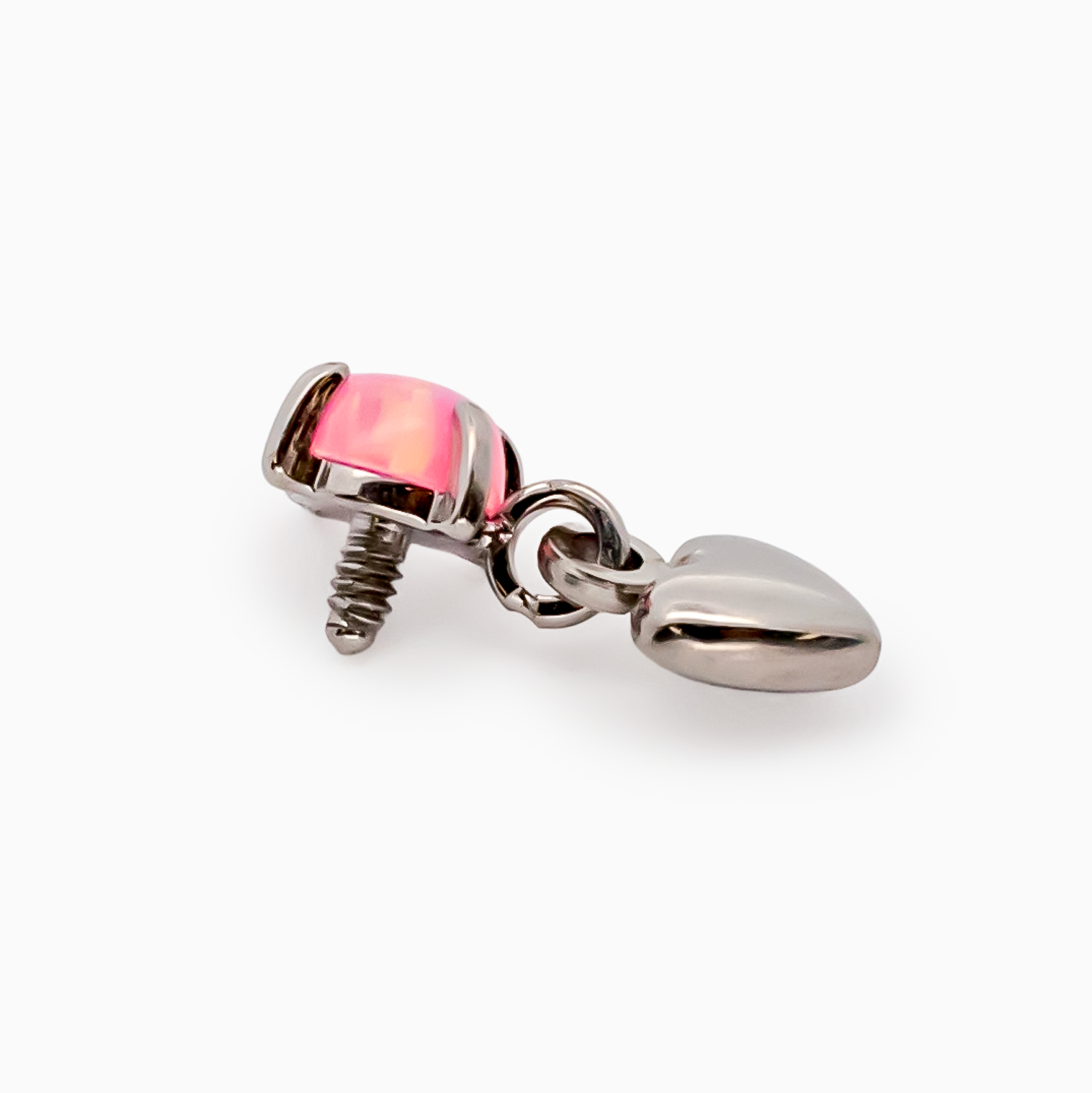 Steel Internally Threaded End - Round Gem w/ Heart Dangle -16G