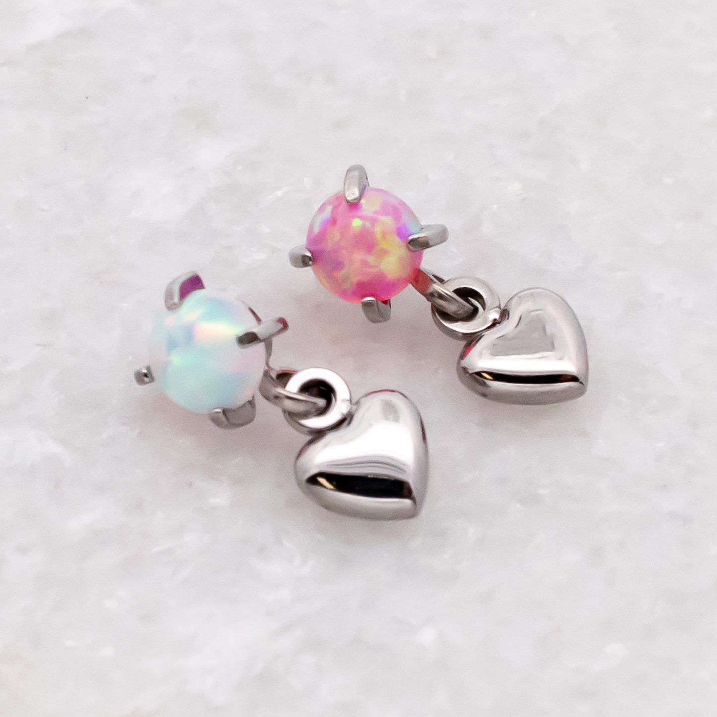 Steel Internally Threaded End - Round Gem w/ Heart Dangle -16G