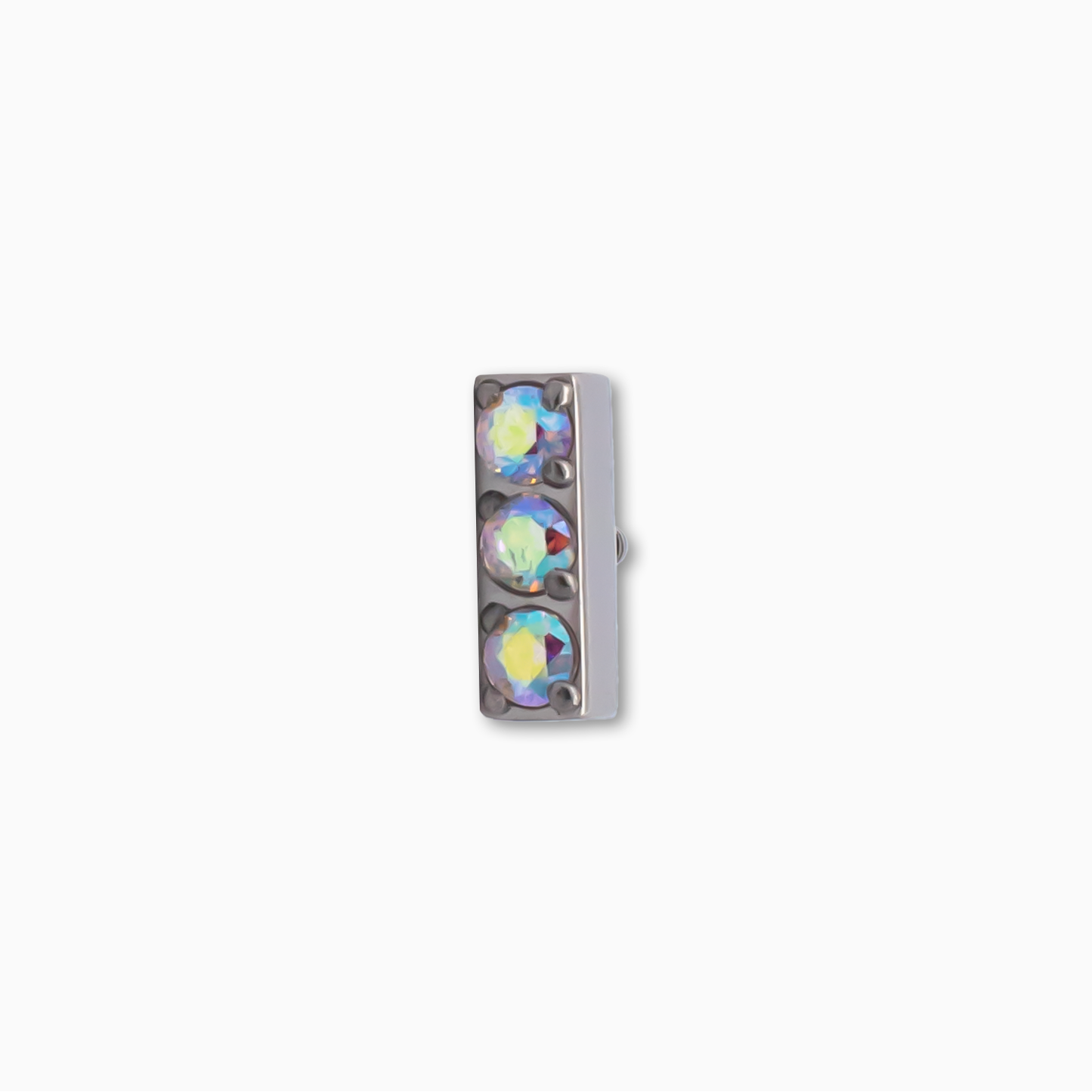 Steel Internally Threaded Bar End with 3 Zirconia Gems