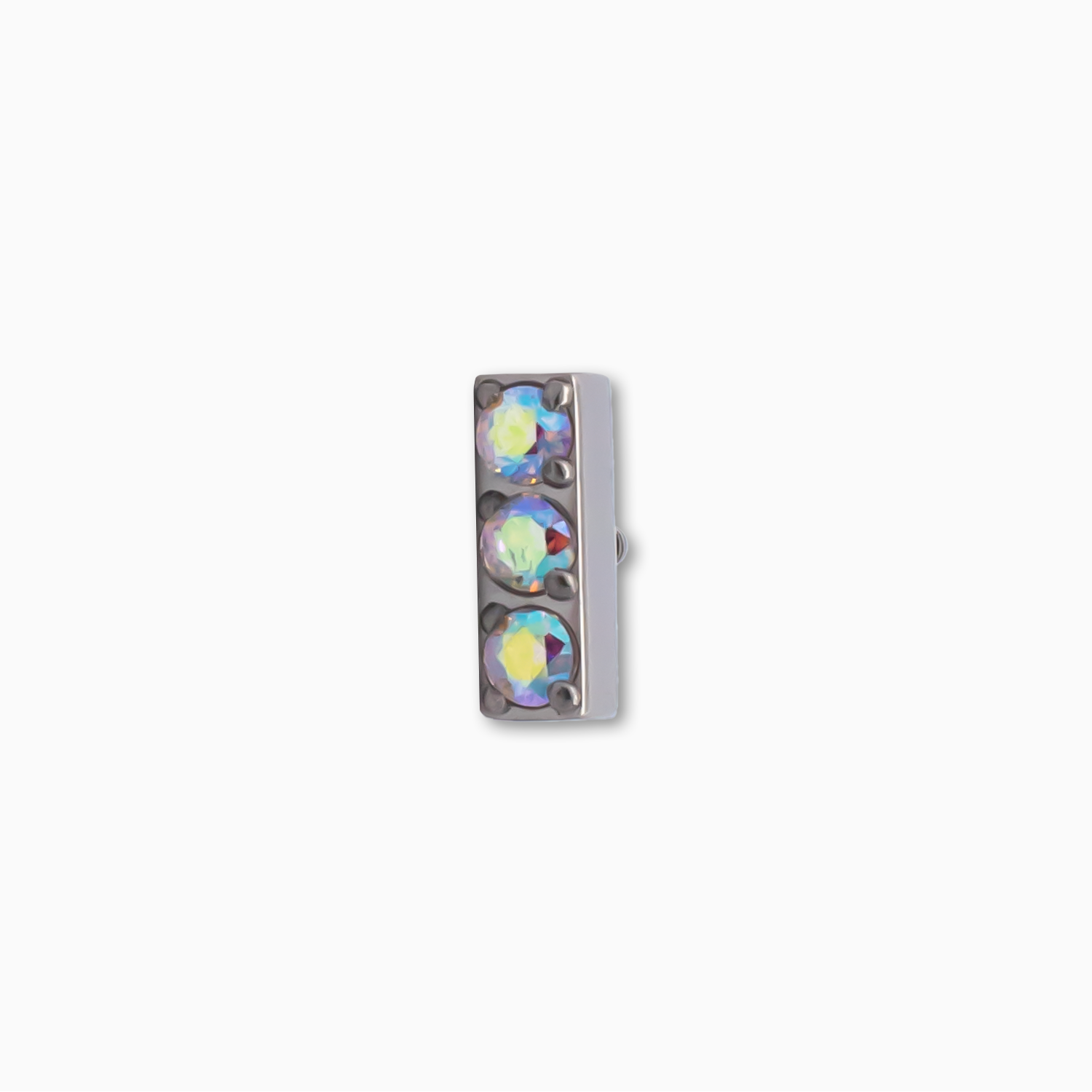 Steel Internally Threaded Bar End with 3 Zirconia Gems