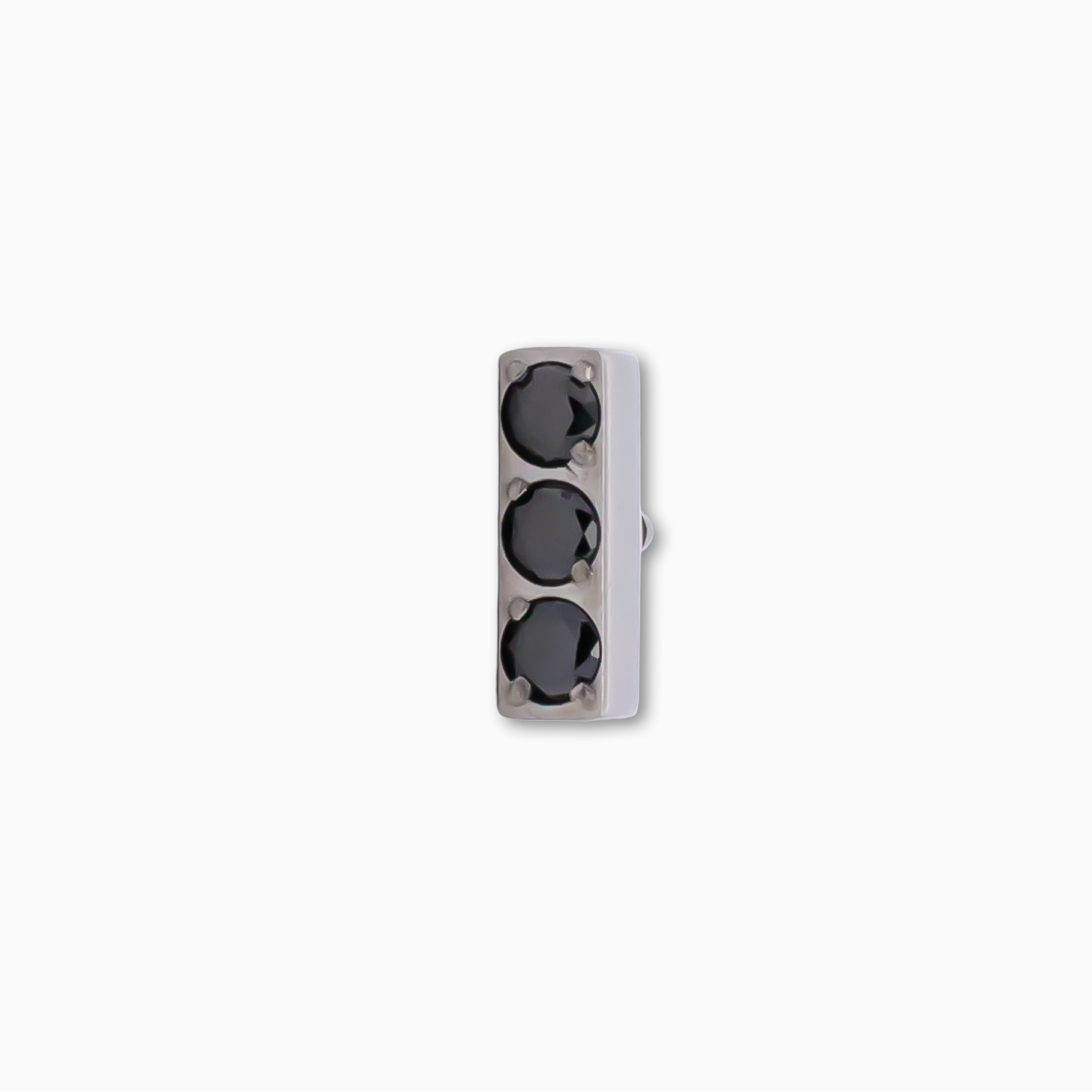 Steel Internally Threaded Bar End with 3 Zirconia Gems