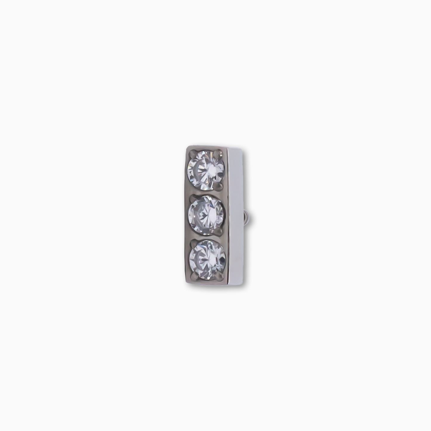 Steel Internally Threaded Bar End with 3 Zirconia Gems