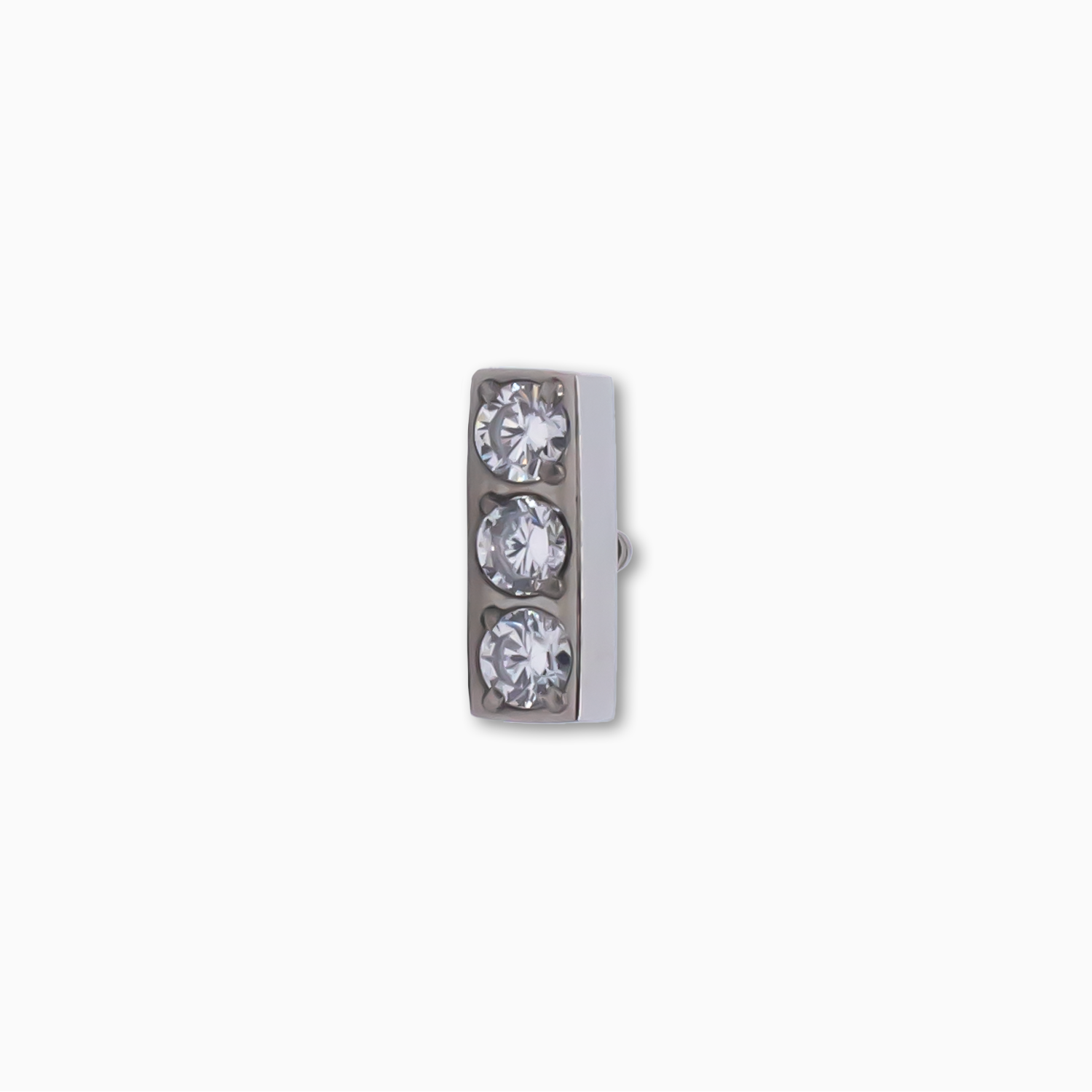 Steel Internally Threaded Bar End with 3 Zirconia Gems