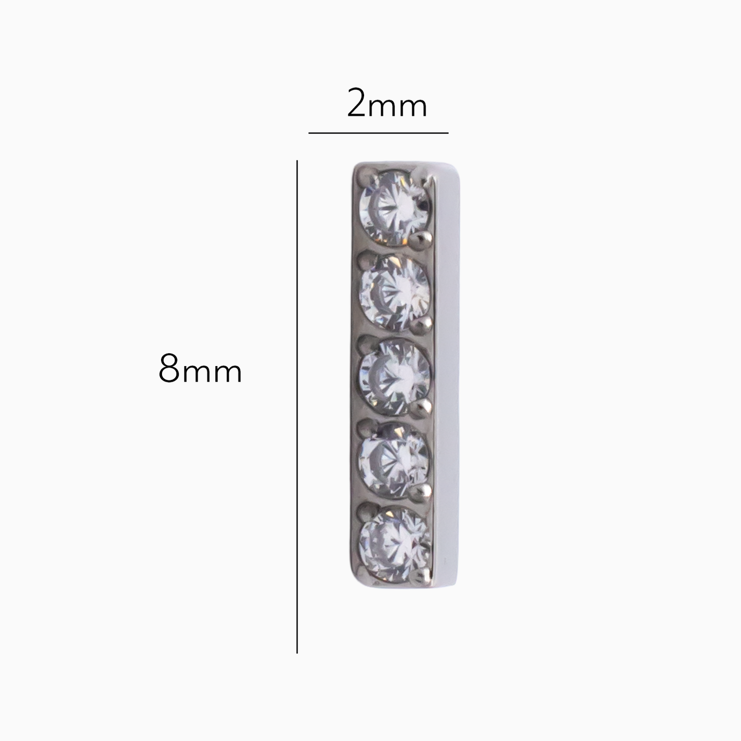 Steel Internally Threaded Bar End with 5 CZ