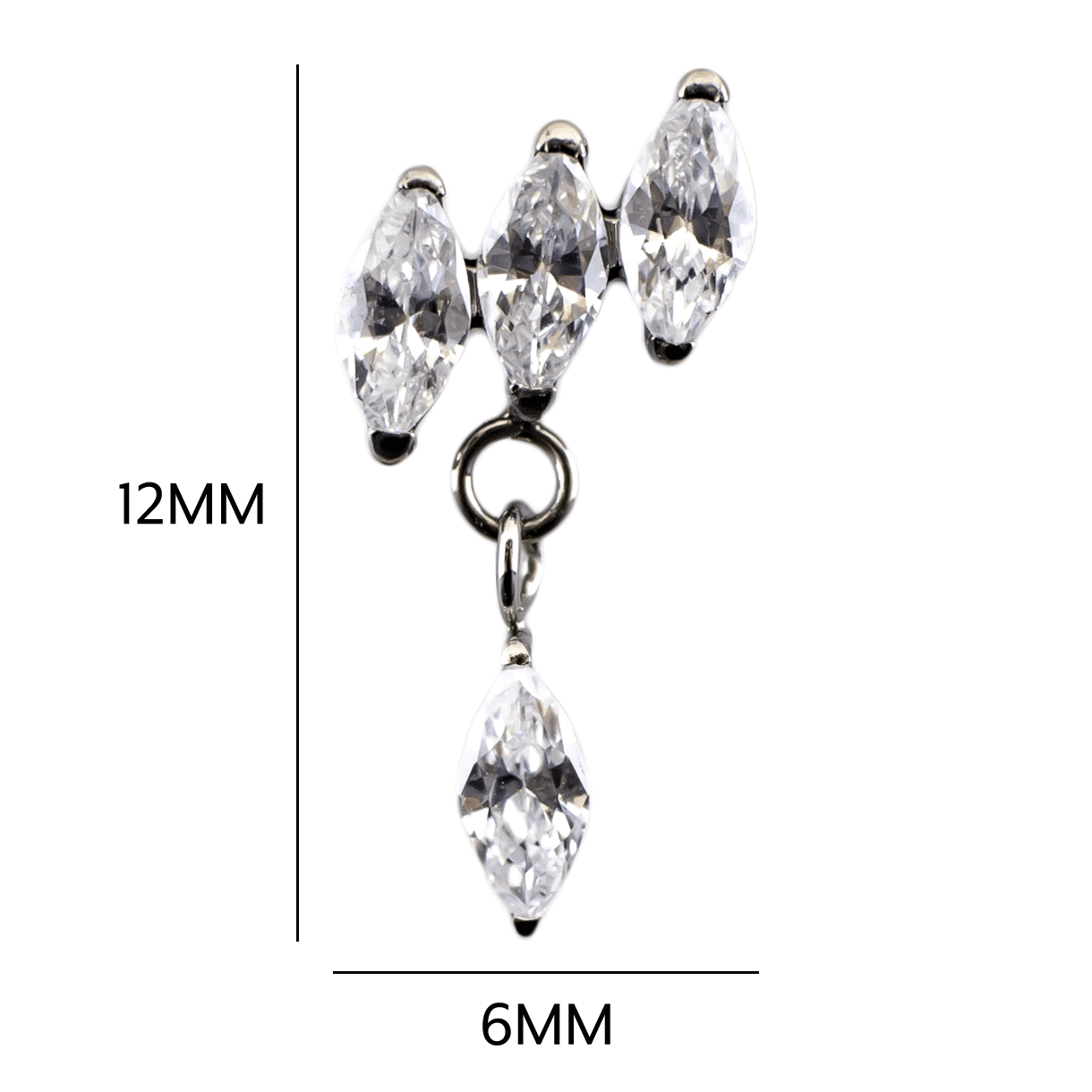 16G/18G Steel Internally Threaded End- Triple Marquise Dangle