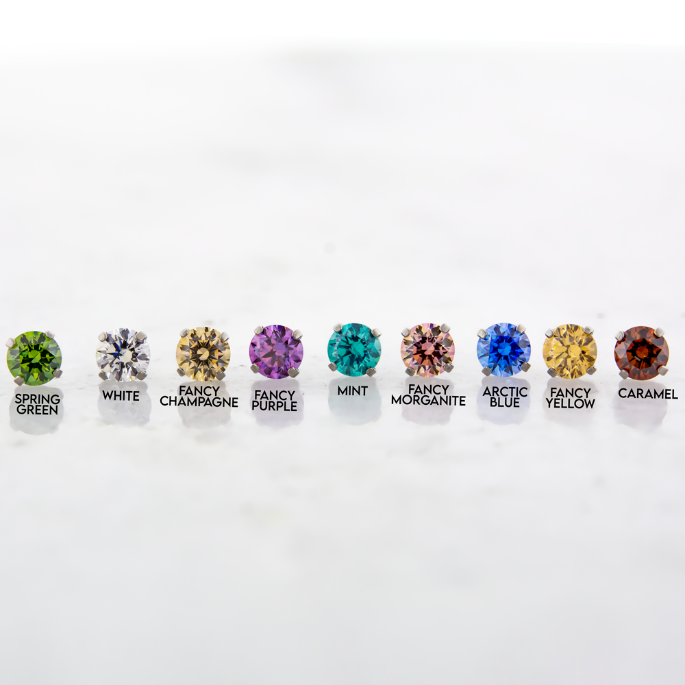 Steel 16G/18G Prong Set Round Premium Zirconia (Internal) - Pierced Addiction