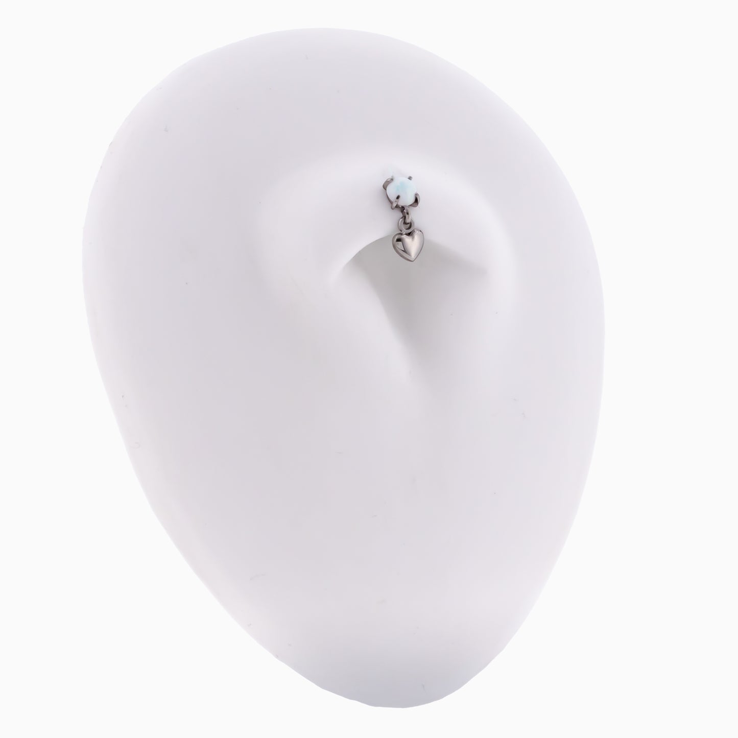 Steel Internally Threaded End - Round Gem w/ Heart Dangle -16G