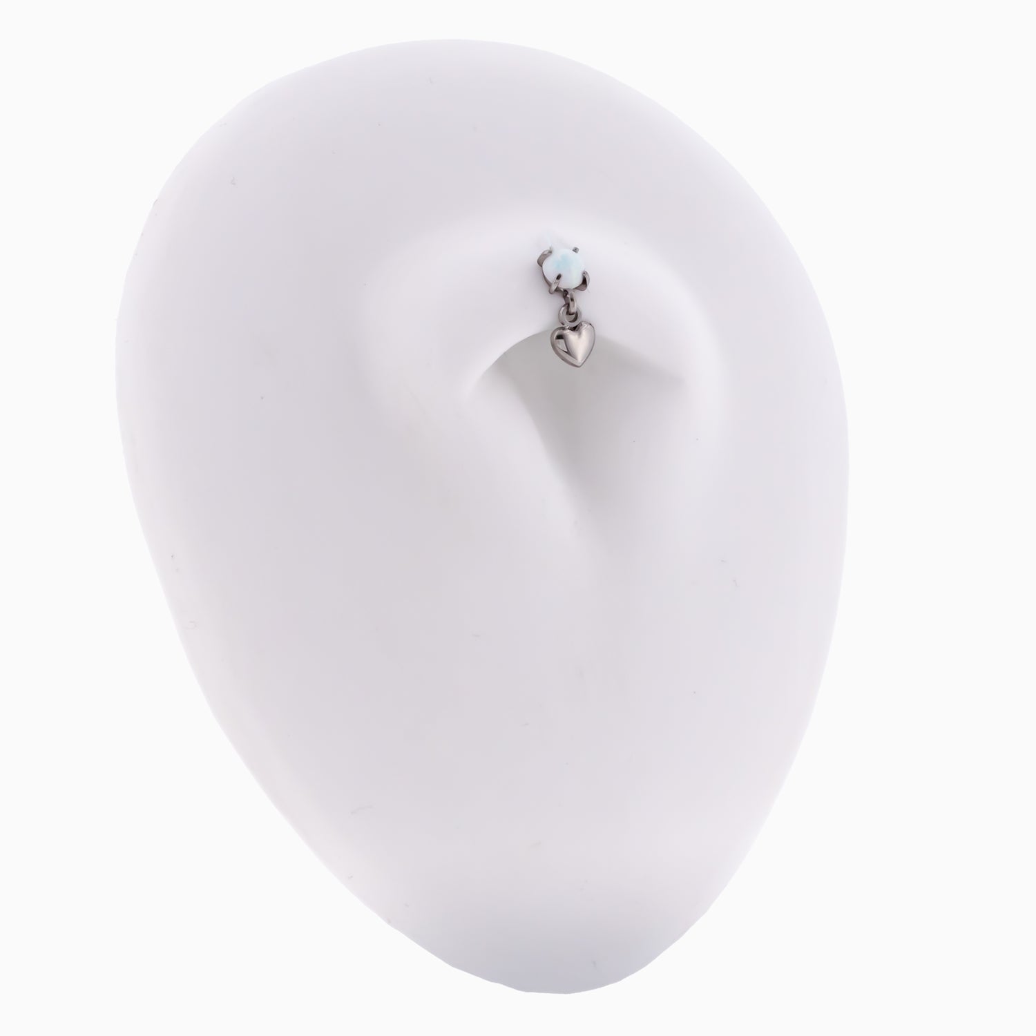 Steel Internally Threaded End - Round Gem w/ Heart Dangle -16G