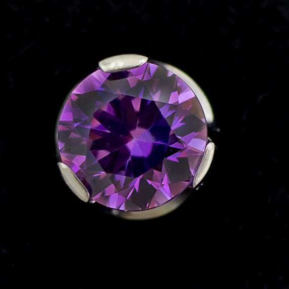 Keon - Fancy Purple Round Prong Set Low Profile End - Khrysos Jewelry