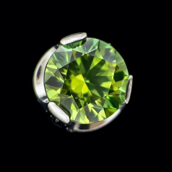 Keon - Spring Green Round Prong Set Low Profile End - Khrysos Jewelry