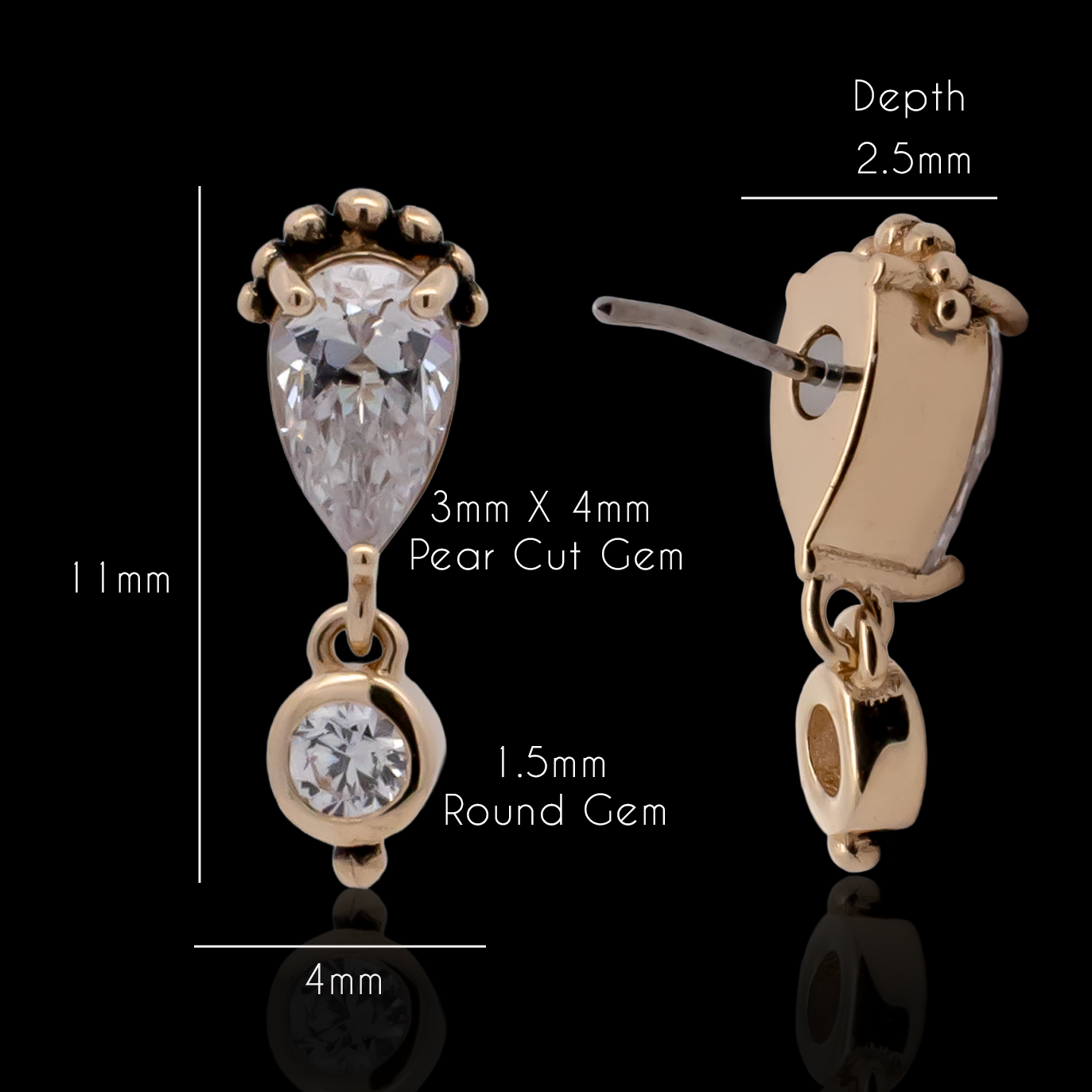 Verona - 14kt Gold Threadless End - Pierced Addiction