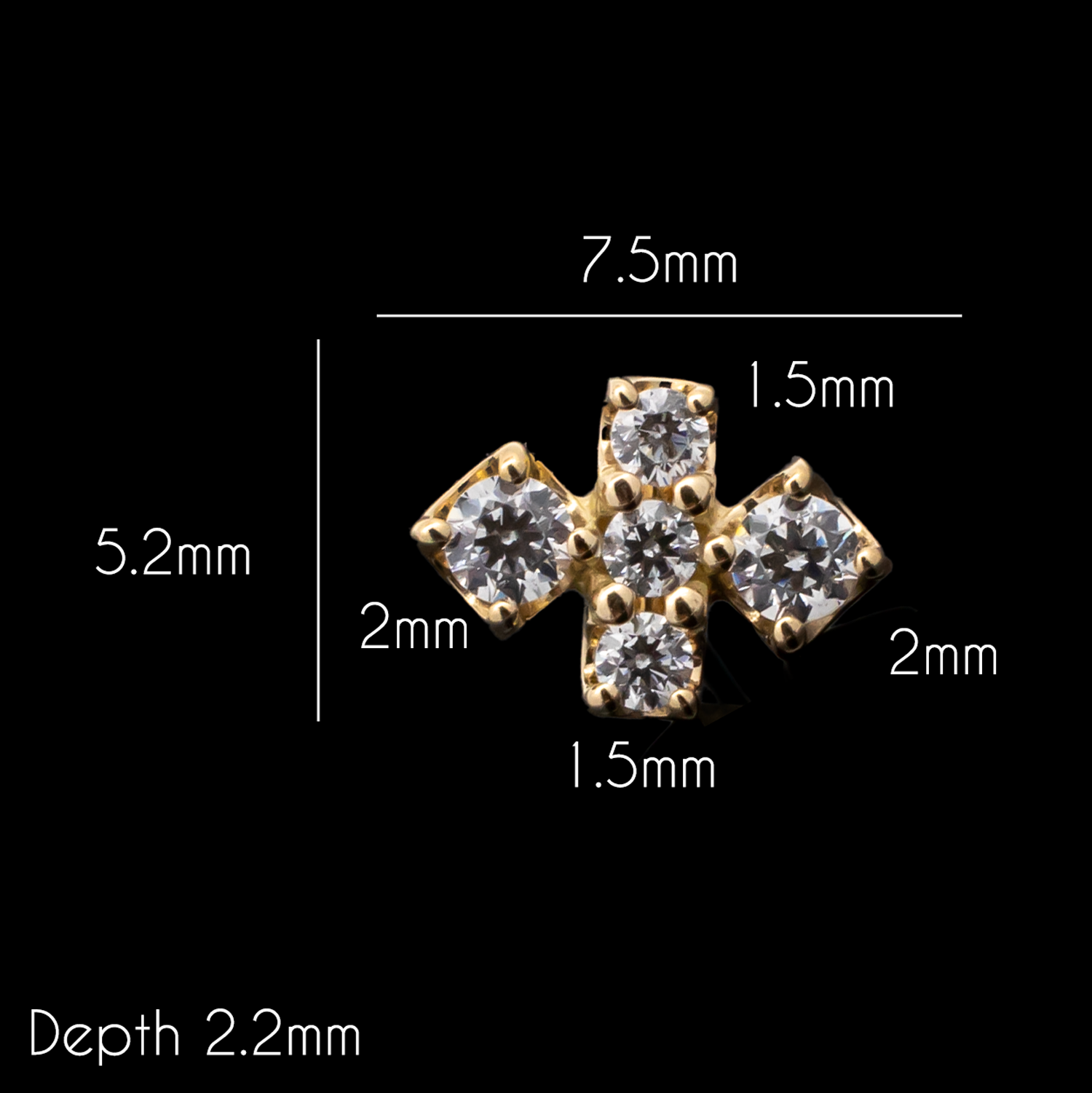 Finley - 18kt Gold Threadless End - Pierced Addiction