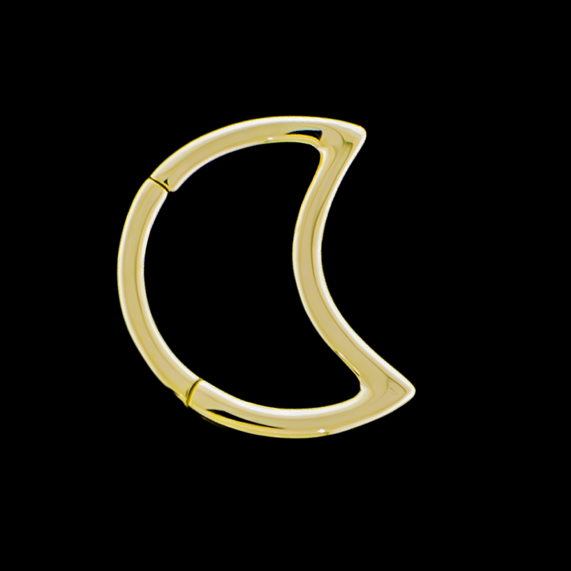 Valia - 14Kt Gold Hinged Ring - Crescent Moon - Pierced Addiction