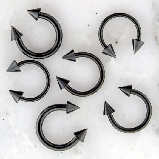 Spiked Black PVD Coated Steel Externally Threaded Horseshoes