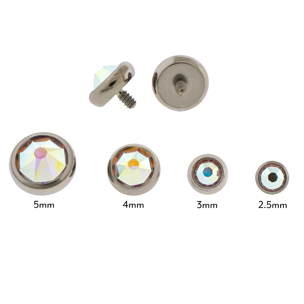 Steel Gem Disc - 14G Threaded Premium Crystals - Pierced Addiction